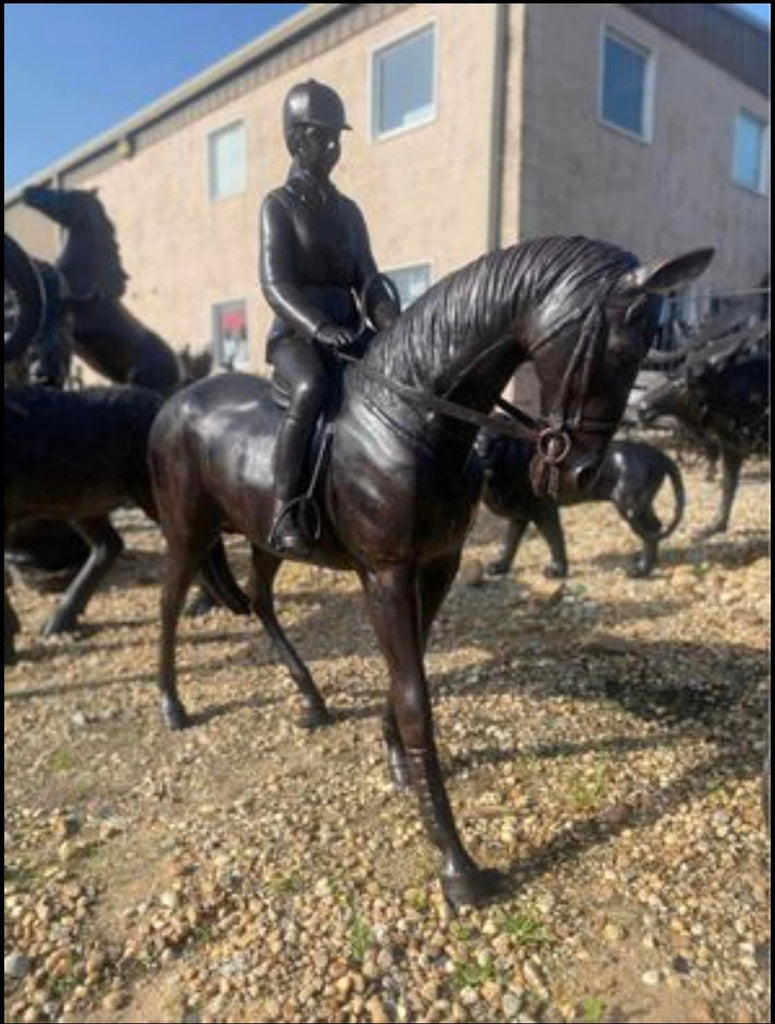 Horse with girl jockey aluminum statue for sale!!